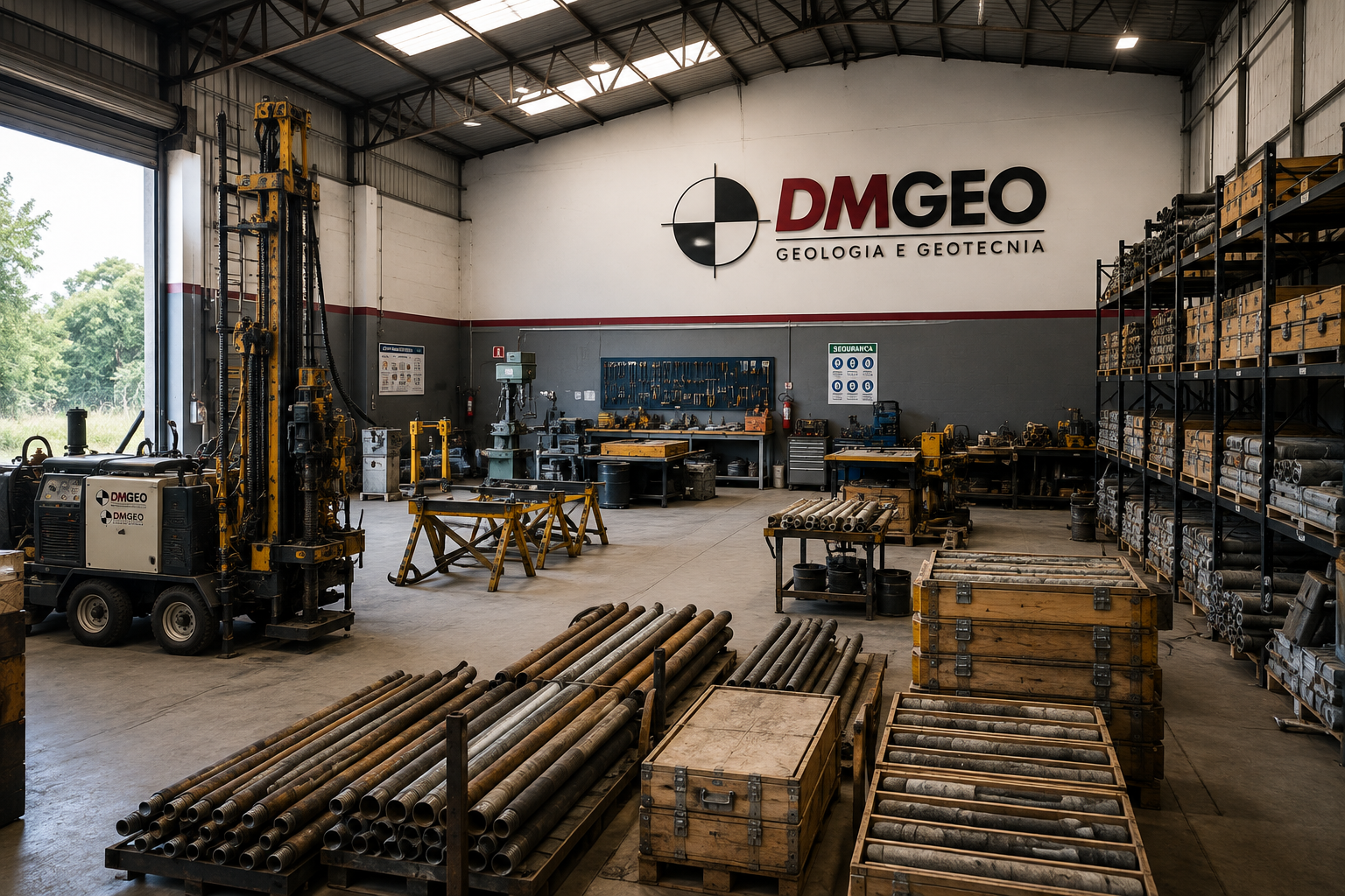 Galpão de máquinas e equipamentos da DMGEO